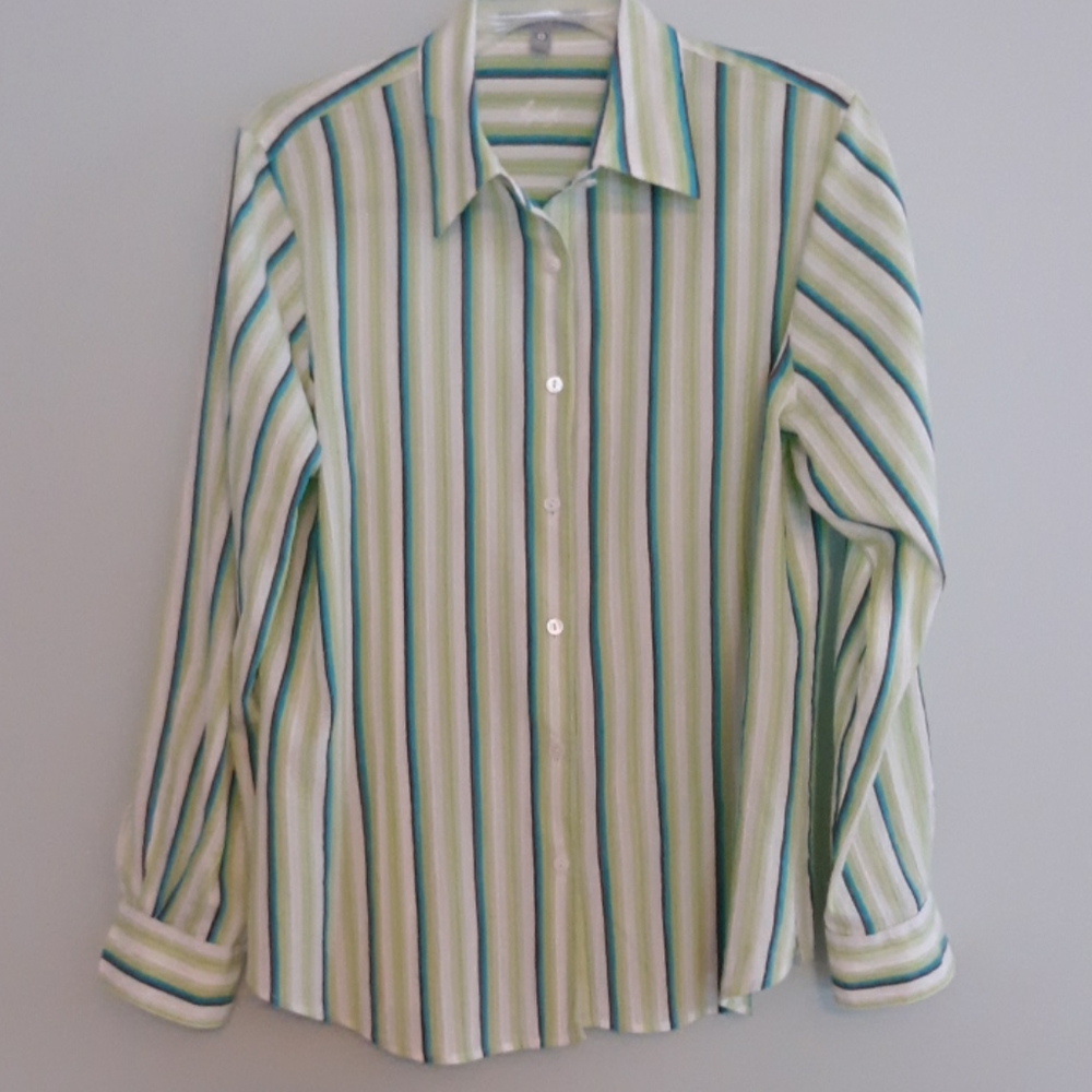 Striped button down crinkle cotton shirt